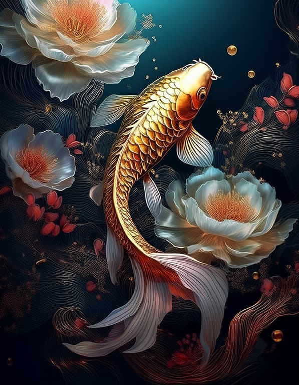 Tranh cá chép treo tường sang trọng