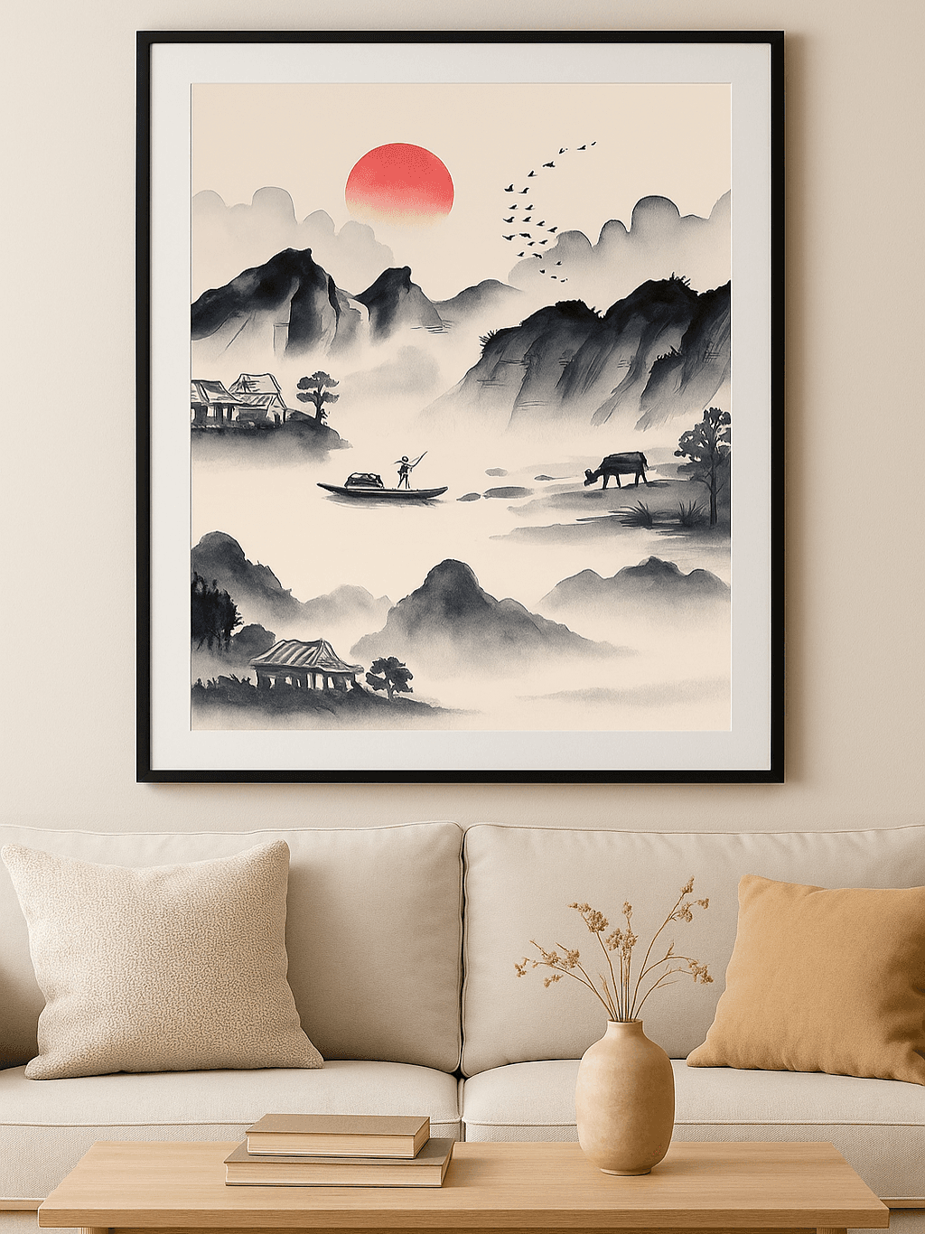 Tranh sơn thủy “Bình minh trên núi”